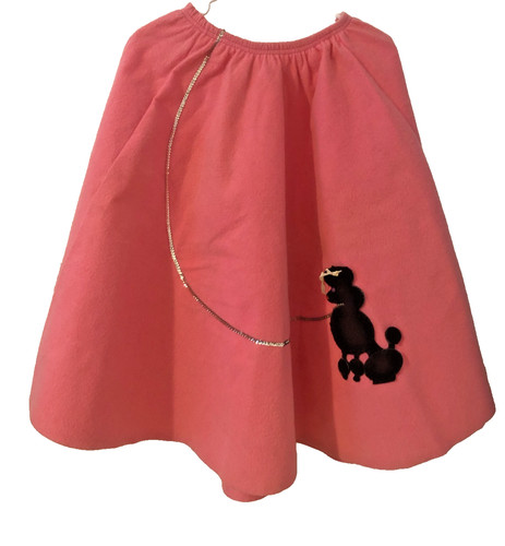 Vintage pink felt poodle - felt, skirt